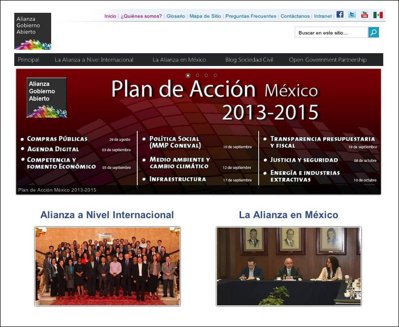 Sitio web de la Alianza para el Gobierno Abierto Mexico