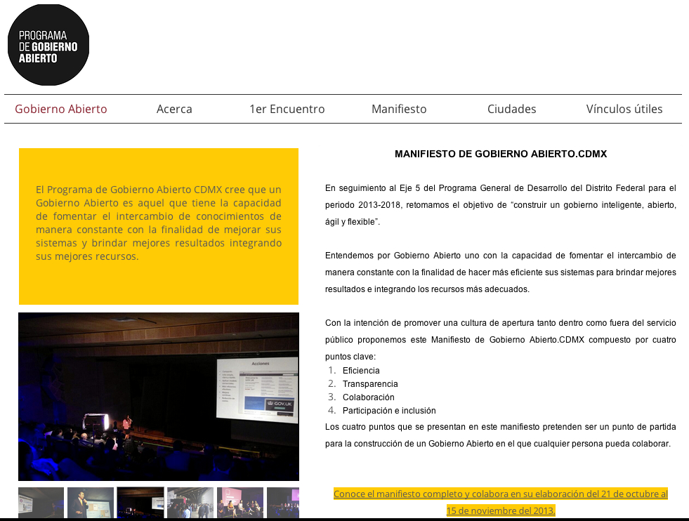 Sitio web del Programa de Gobierno Abierto de la Ciudad de México